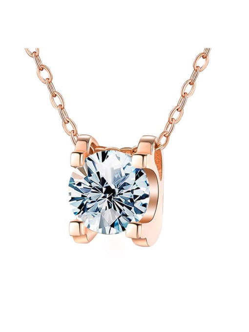 1.0 Ct[white mulberry diamond] rose gold 925 Sterling Silver Moissanite Square Dainty Necklace